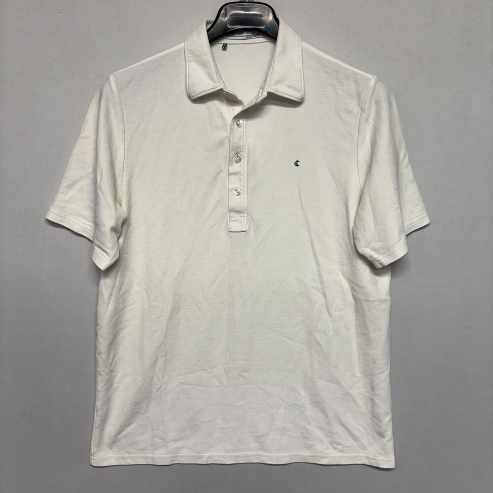 Criquet Men Short Sleeve Polo Shirt Top Size Large White Pima Cotton D129 -3